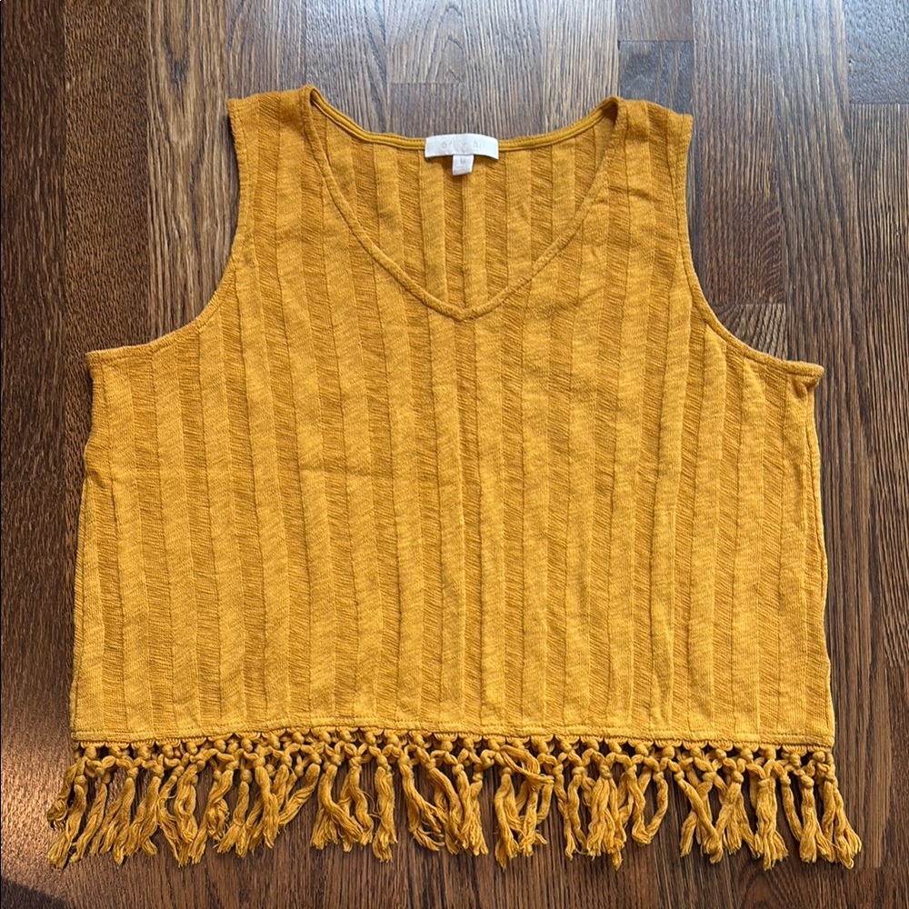 Yellow Sleeveless Crop Ribbed Tank Top